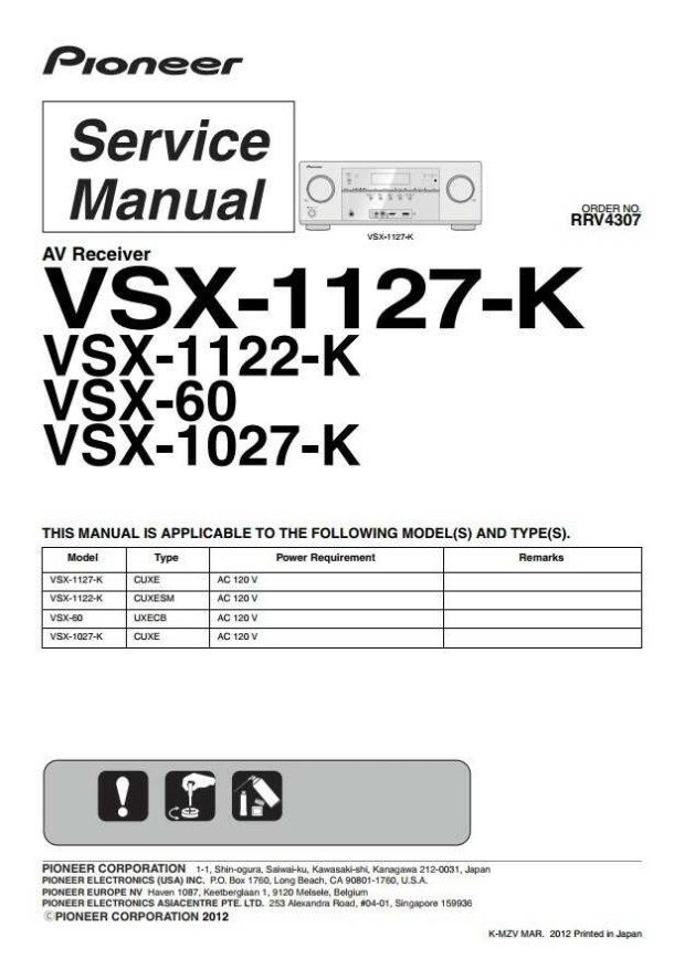VSX-1122-K, VSX-922-K, VSX-1127-K, VSX-60